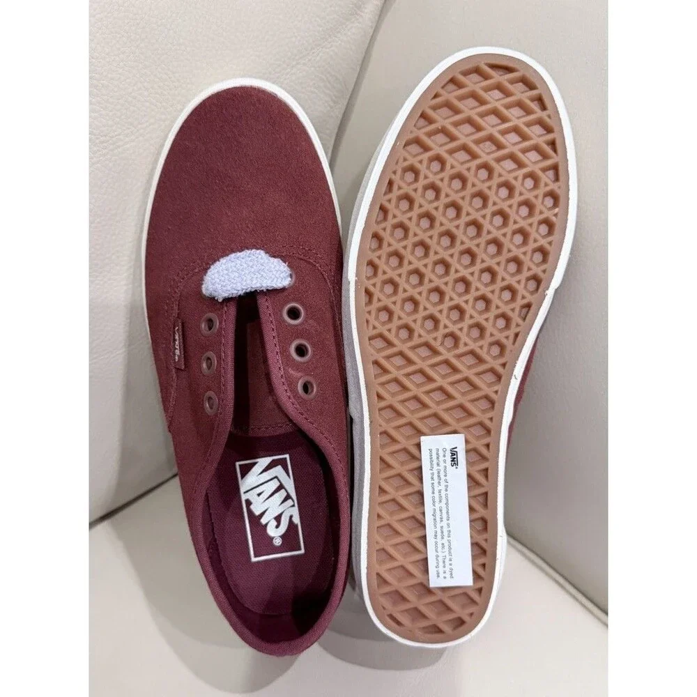 Vans Authentic Lo Pro Burgundy Suede Fat Laces Halogen Blue Women’s Size 6